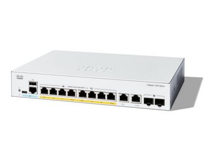 Cisco Catalyst 1300-8P-E-2G - Switch - L3 - Managed - 8 x 10/100/1000 (PoE+) + 2 x combo Gigabit SFP/RJ-45 - rack-mountable - PoE+ (60 W)