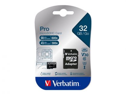 Verbatim PRO - flash memory card - 32 GB - microSDHC UHS-I