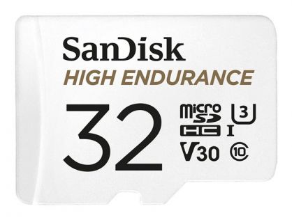 SanDisk High Endurance - Flash memory card (microSDHC to SD adapter included) - 32 GB - Video Class V30 / UHS-I U3 / Class10 - microSDHC UHS-I