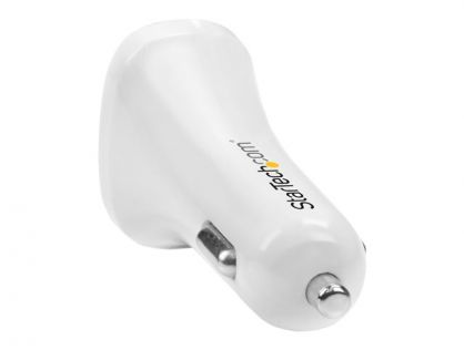 StarTech.com Dual Port USB Car Charger - 24W/4.8A White - Car power adapter - 24 Watt - 4.8 A - 2 output connectors (USB) - white - for P/N: USBLT1MW, USBLT1MWS, USBLT2MBR, USBLT2MW, USBLT30CMW, USBLTM1MBK, USBLTM1MWH