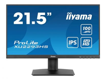 iiyama ProLite XU2293HS-B6 - LED monitor - 22" (21.5" viewable) - 1920 x 1080 Full HD (1080p) @ 100 Hz - IPS - 300 cd/m² - 1000:1 - 1 ms - HDMI, DisplayPort - speakers - matte, black