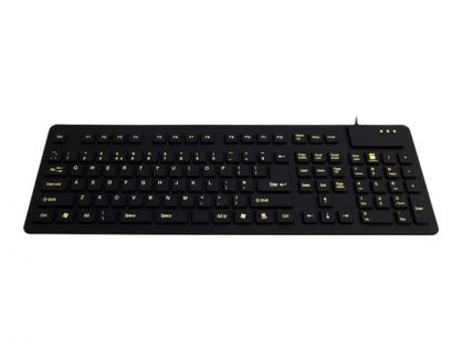 Accuratus WP127 V2 - USB & PS/2 Full Size Sealed Flexible Silicone Multimedia Keyboard with High Visibility Key Legends