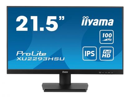 iiyama ProLite XU2293HSU-B6 - LED monitor - 22" (21.5" viewable) - 1920 x 1080 Full HD (1080p) @ 100 Hz - IPS - 250 cd/m² - 1000:1 - 1 ms - HDMI, DisplayPort - speakers - black, matte