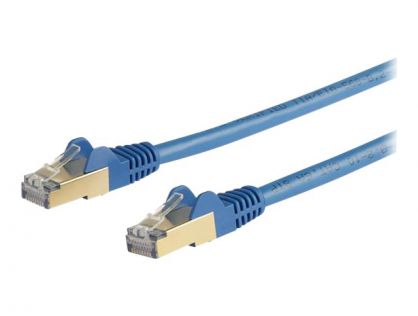 StarTech.com 5m CAT6A Ethernet Cable, 10 Gigabit Shielded Snagless RJ45 100W PoE Patch Cord, CAT 6A 10GbE STP Network Cable w/Strain Relief, Blue, Fluke Tested/UL Certified Wiring/TIA - Category 6A - 26AWG (6ASPAT5MBL) - patch cable - 5 m - blue