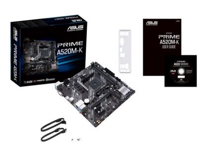 ASUS PRIME A520M-K - Motherboard - micro ATX - Socket AM4 - AMD A520 Chipset - USB 3.2 Gen 1 - Gigabit LAN - onboard graphics (CPU required) - HD Audio (8-channel)