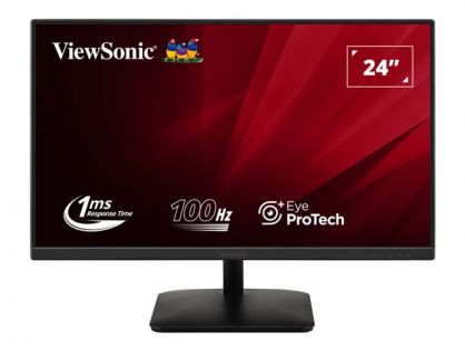 ViewSonic VA2408-MHDB - LED monitor - 24" (23.8" viewable) - 1920 x 1080 Full HD (1080p) @ 100 Hz - IPS - 250 cd/m² - 1300:1 - 1 ms - HDMI, VGA, DisplayPort - speakers