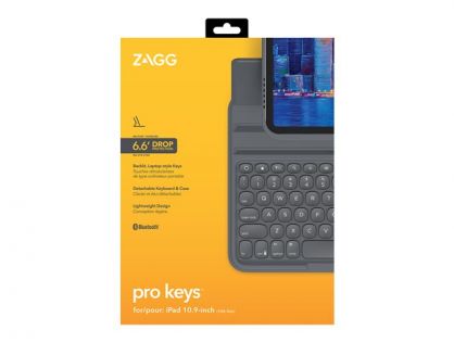 ZAGG Pro Keys - Keyboard and folio case (detachable case) - backlit - wireless - Bluetooth - QWERTY - UK - for Apple 10.9-inch iPad (10th generation)