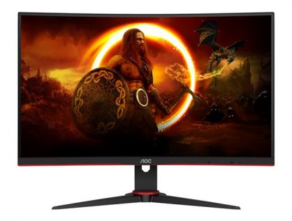 AOC Gaming C27G2ZE/BK - G2 Series - LED monitor - gaming - curved - 27" (27" viewable) - 1920 x 1080 Full HD (1080p) @ 240 Hz - VA - 300 cd/m² - 3000:1 - 0.5 ms - 2xHDMI, DisplayPort - speakers - textured black, textured red