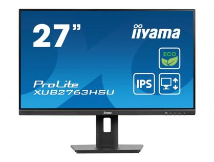 iiyama ProLite XUB2763HSU-B1 - LED monitor - 27" - 1920 x 1080 Full HD (1080p) @ 100 Hz - IPS - 250 cd/m² - 1300:1 - 3 ms - HDMI, DisplayPort - speakers - black, matte