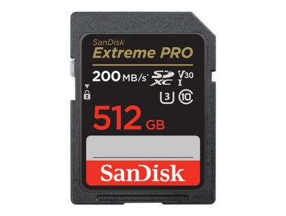 SanDisk Extreme Pro - Flash memory card - 512 GB - Video Class V30 / UHS-I U3 / Class10 - SDXC UHS-I