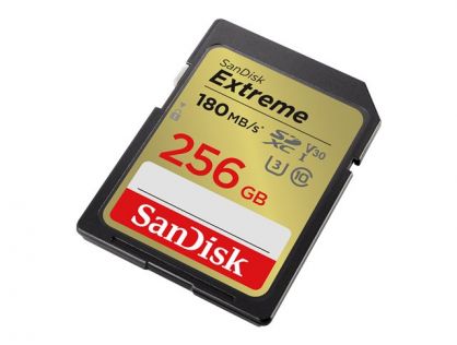 SanDisk Extreme - Flash memory card - 256 GB - Video Class V30 / UHS-I U3 / Class10 - SDHC UHS-I
