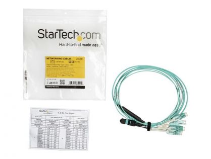StarTech.com MTP to LC Breakout Cable - 6 ft / 2m - OM3 Multimode - 40Gb - Pull Tab - Plenum - MPO / MTP Connector - Fiber Optic Cable (MPO8LCPL2M) - Breakout cable - MTP/MPO multi-mode (F) push/pull to LC multi-mode (M) push/pull - 2 m - fibre optic - 50
