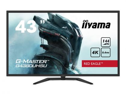 iiyama G-MASTER Red Eagle G4380UHSU-B1 - LED monitor - 43" (42.5" viewable) - 3840 x 2160 4K UHD (2160p) @ 144 Hz - VA - 550 cd/m² - 4000:1 - HDR400 - 0.4 ms - 2xHDMI, 2xDisplayPort - speakers - matte black