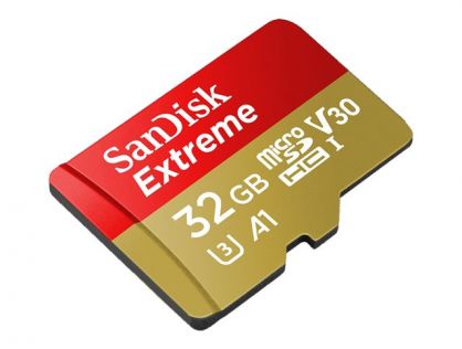 SanDisk Extreme - Flash memory card (microSDHC to SD adapter included) - 32 GB - A1 / Video Class V30 / UHS-I U3 - microSDHC UHS-I