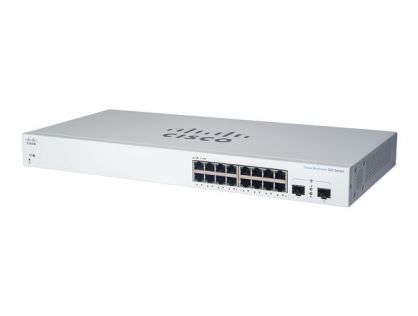 Cisco Business 220 Series CBS220-16P-2G - Switch - smart - 16 x 10/100/1000 (PoE+) + 2 x Gigabit SFP (uplink) - rack-mountable - PoE+ (130 W)