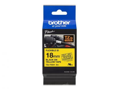 Brother TZe-FX641 - Black on yellow - Roll (1.8 cm x 8 m) 1 cassette(s) flexible tape - for Brother PT-D600, P-Touch PT-3600, D400, D450, D600, D800, E550, H101, P750, P900, P950