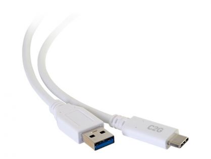 C2G 3ft USB C 3.0 to USB Cable - USB C to USB A - M/M - USB cable - USB Type A (M) to 24 pin USB-C (M) - USB 3.1 - 30 V - 3 A - 91.4 cm - white