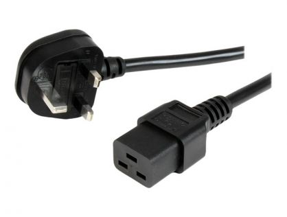 StarTech.com 6ft (2m) UK Computer Power Cable, 16AWG, BS 1363 to C19 Power Cord, 13A 250V, Black Replacement AC Power Cord, TV/Monitor Power Cable, BS 1363 to IEC 60320 C19 - For PC & Network Equipment - Power cable - IEC 60320 C19 to BS 1363 (M) - 2 m - 