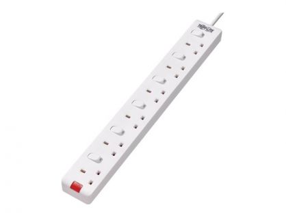 Tripp Lite 6-Outlet Power Strip - British BS1363A Outlets, Individually Switched, 220-250V, 13A, 3 m Cord, White - power strip
