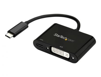 StarTech.com USB C to DVI Adapter with Power Delivery, 1080p USB Type-C to DVI-D Single Link Video Display Converter with Charging, 60W PD Pass-Through, Thunderbolt 3 Compatible, Black - USB-C Display Adapter (CDP2DVIUCP) - External video adapter - Parade