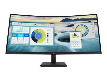 HP P34hc G4 - P-Series - LED monitor - curved - 34" - 3440 x 1440 WQHD @ 60 Hz - VA - 250 cd/m² - 3500:1 - 5 ms - HDMI, DisplayPort, USB-C - speakers - black