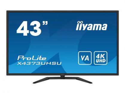 iiyama ProLite X4373UHSU-B1 - LED monitor - 43" (42.5" viewable) - 3840 x 2160 4K @ 60 Hz - VA - 400 cd/m² - 4000:1 - 3 ms - 2xHDMI, DisplayPort, Mini DisplayPort - speakers - matte black