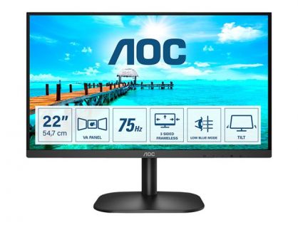 AOC 22B2H/EU - LED monitor - 22" (21.5" viewable) - 1920 x 1080 Full HD (1080p) @ 75 Hz - VA - 200 cd/m² - 3000:1 - 4 ms - HDMI, VGA - black