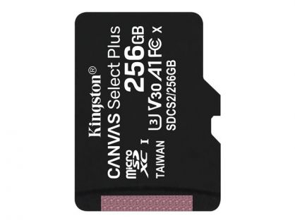 Kingston Canvas Select Plus - Flash memory card - 256 GB - A1 / Video Class V30 / UHS Class 3 / Class10 - microSDXC UHS-I