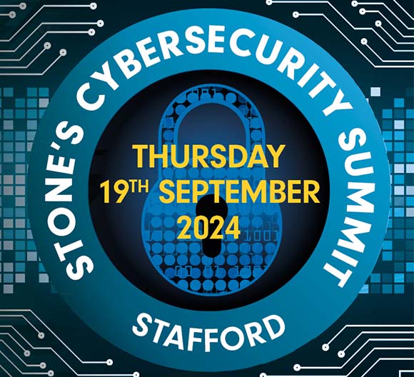 A graphical image with the words Stone's Cyber Security Day set on a circuit board style background