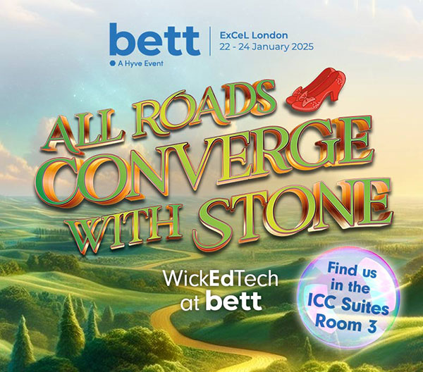 A Wizard of Oz themed background with the wording All Roads Converge with Stone